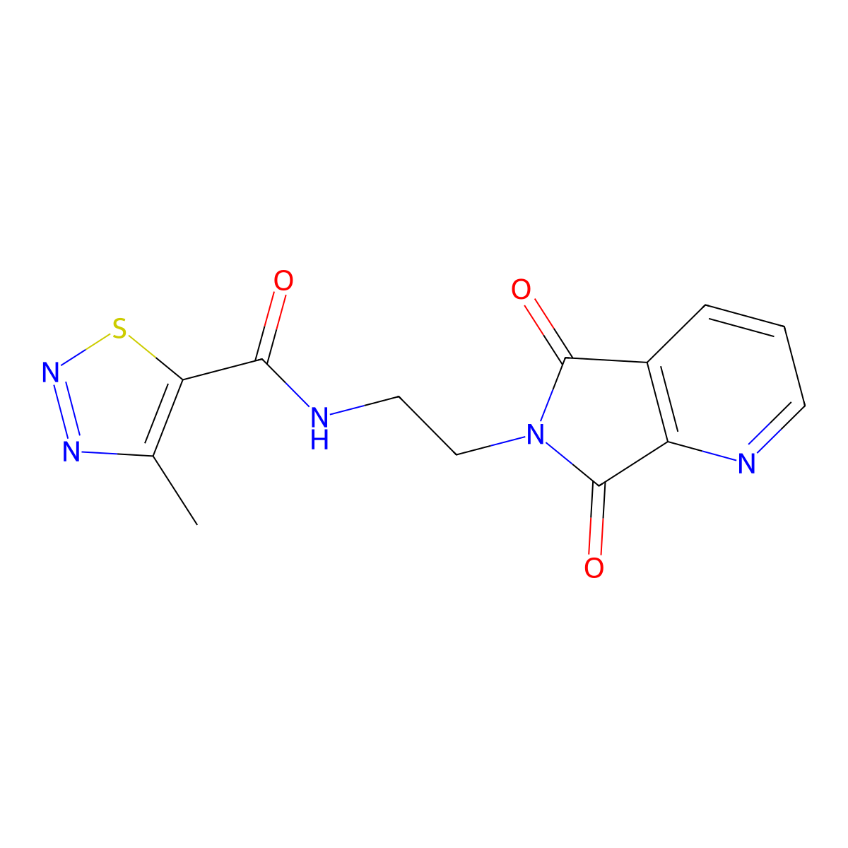 N-(2-(5,7-dioxo-5H-pyrrolo[3,4-b]pyridin-6(7H)-yl)ethyl)-4-methyl-1,2,3-thiadiazole-5-carboxamide molecular structure, CAS 2034231-48-4