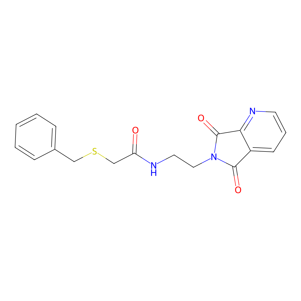 2-(benzylthio)-N-(2-(5,7-dioxo-5H-pyrrolo[3,4-b]pyridin-6(7H)-yl)ethyl)acetamide molecular structure, CAS 2034231-66-6