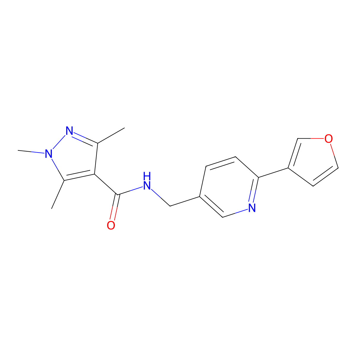 N-{[6-(furan-3-yl)pyridin-3-yl]methyl}-1,3,5-trimethyl-1H-pyrazole-4-carboxamide molecular structure, CAS 2034231-68-8