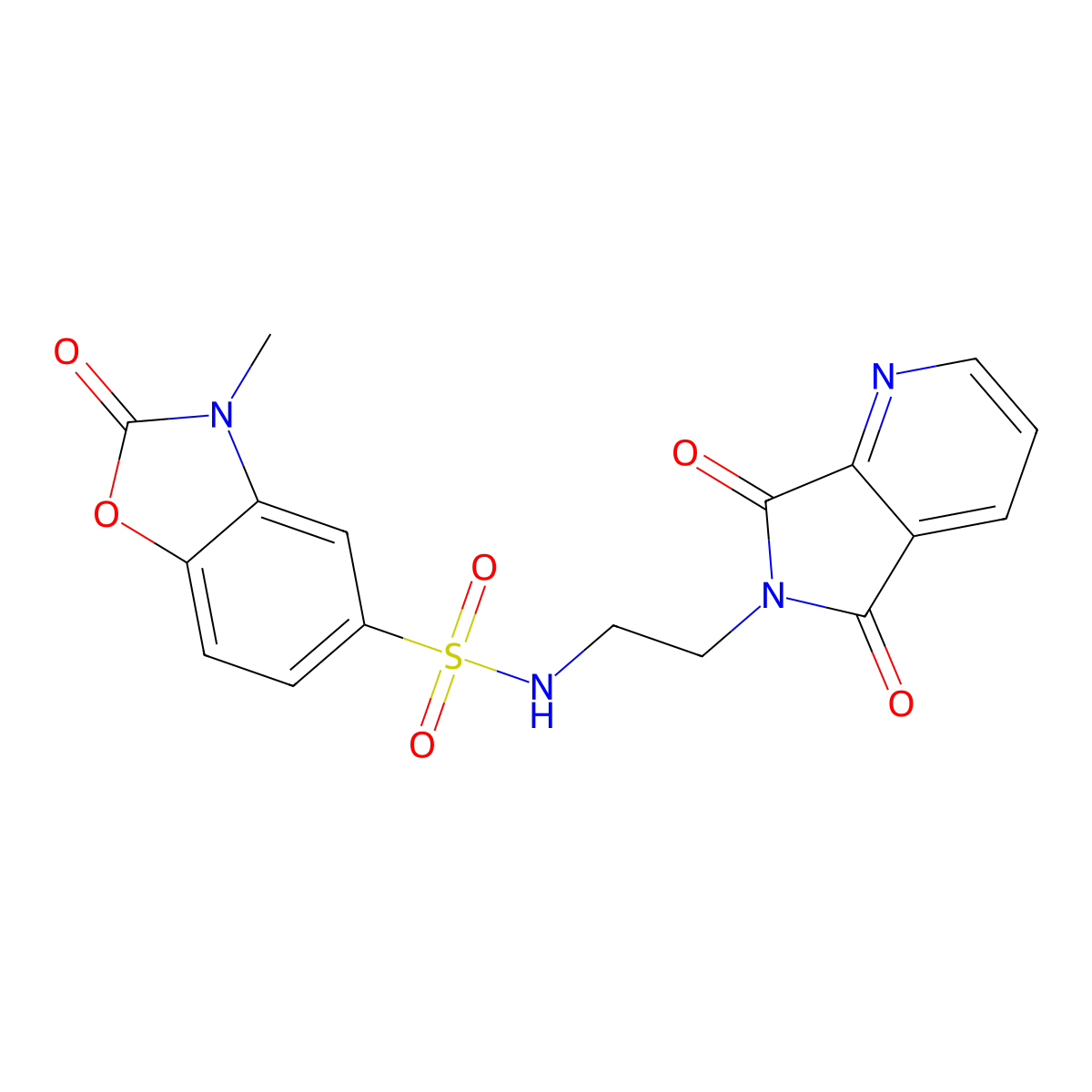 N-(2-(5,7-dioxo-5H-pyrrolo[3,4-b]pyridin-6(7H)-yl)ethyl)-3-methyl-2-oxo-2,3-dihydrobenzo[d]oxazole-5-sulfonamide molecular structure, CAS 2034231-74-6