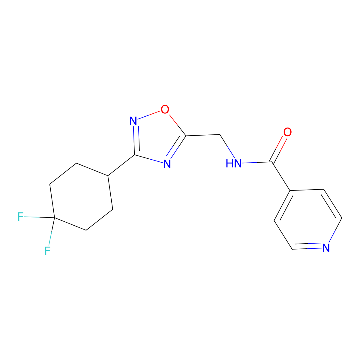 N-((3-(4,4-difluorocyclohexyl)-1,2,4-oxadiazol-5-yl)methyl)isonicotinamide molecular structure, CAS 2034231-81-5