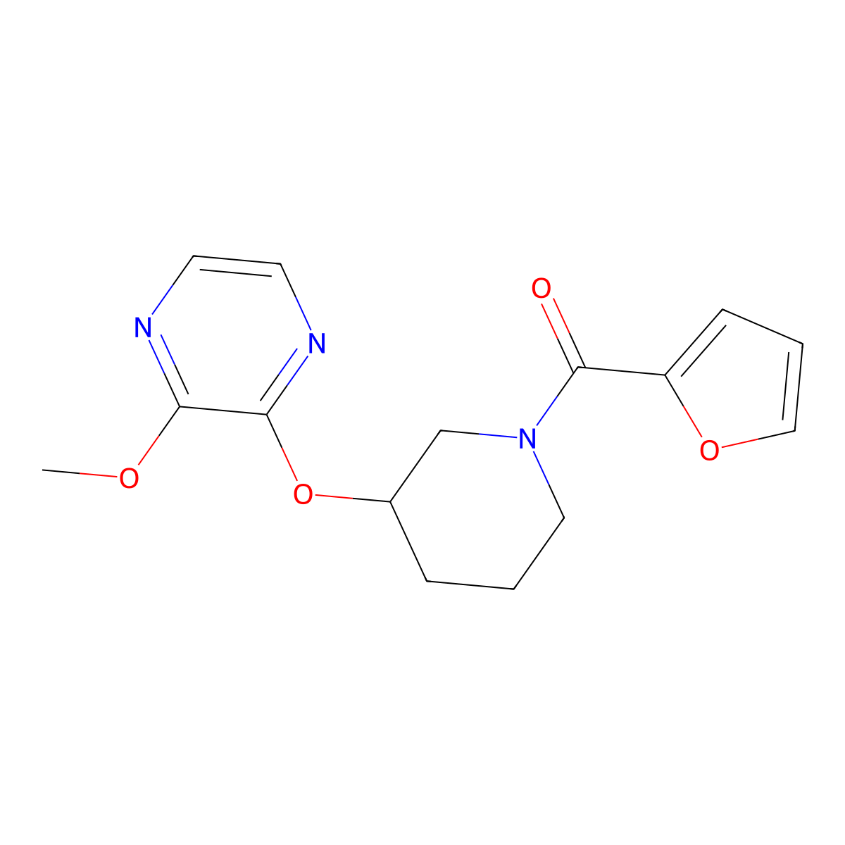 Furan-2-yl(3-((3-methoxypyrazin-2-yl)oxy)piperidin-1-yl)methanone molecular structure, CAS 2034231-86-0