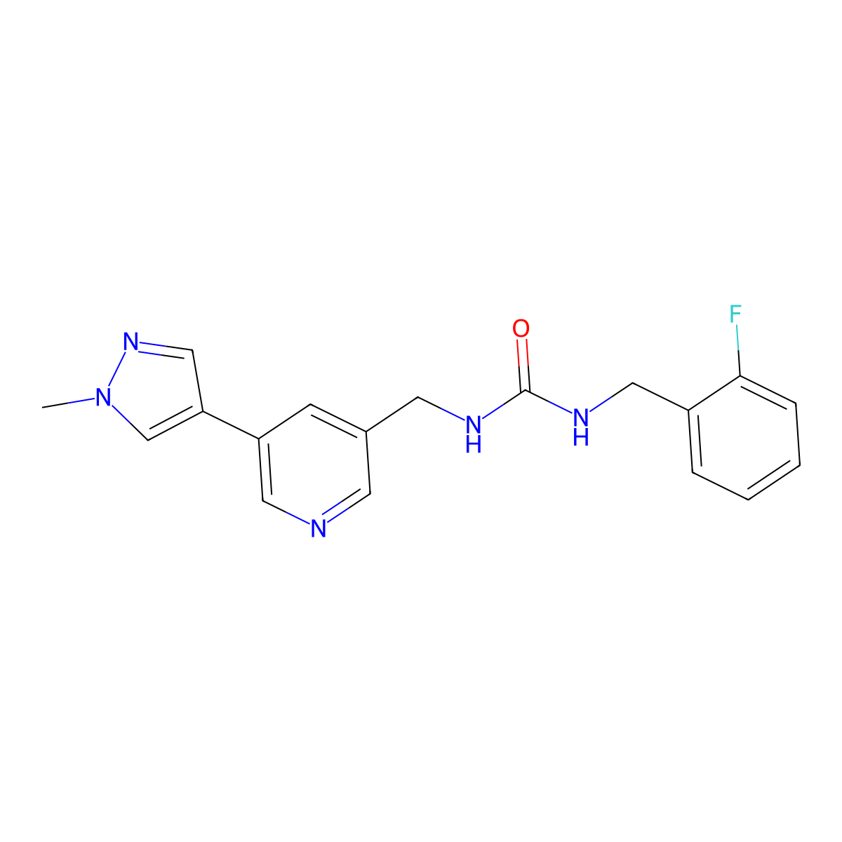 1-(2-fluorobenzyl)-3-((5-(1-methyl-1H-pyrazol-4-yl)pyridin-3-yl)methyl)urea molecular structure, CAS 2034231-95-1
