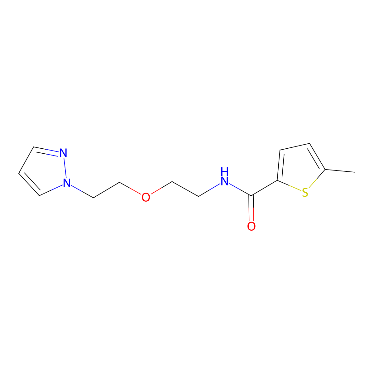 N-(2-(2-(1H-pyrazol-1-yl)ethoxy)ethyl)-5-methylthiophene-2-carboxamide molecular structure, CAS 2034231-96-2