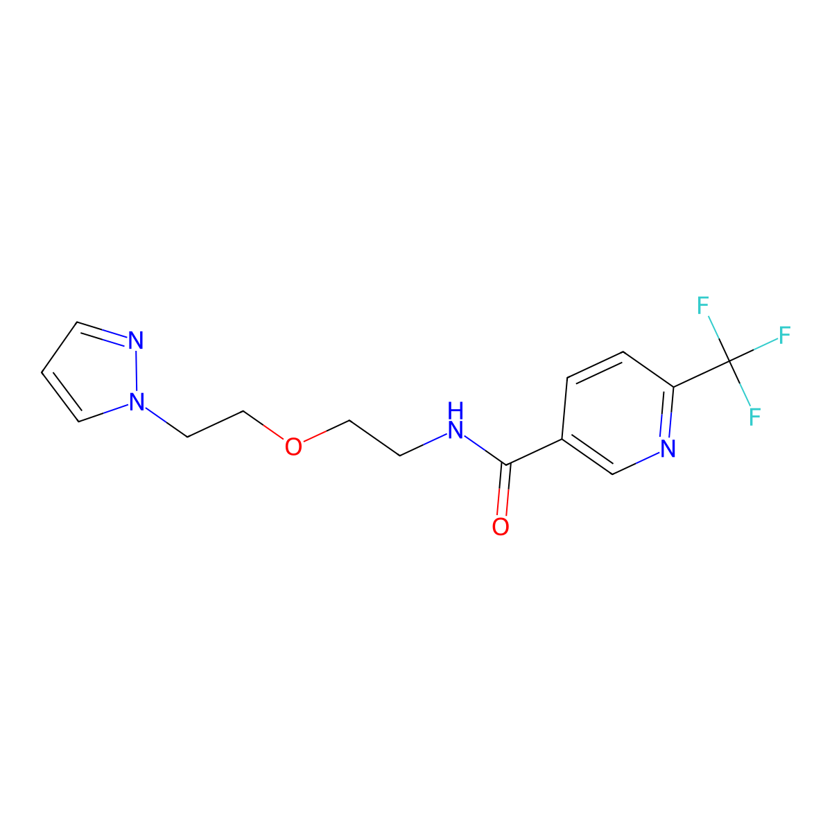 N-(2-(2-(1H-pyrazol-1-yl)ethoxy)ethyl)-6-(trifluoromethyl)nicotinamide molecular structure, CAS 2034232-01-2