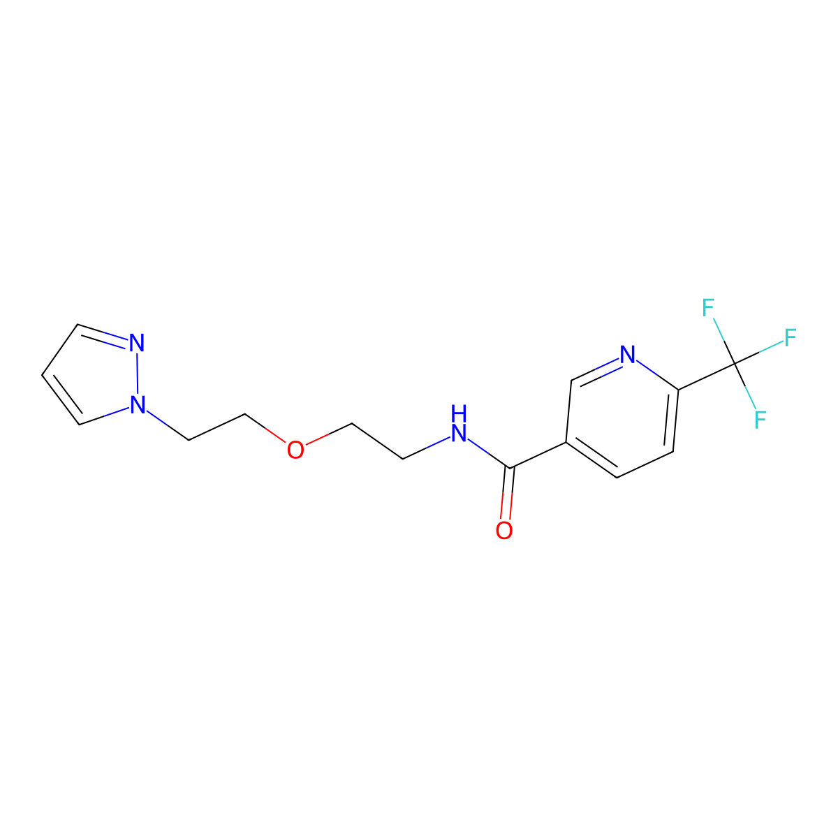 N-(2-(2-(1H-pyrazol-1-yl)ethoxy)ethyl)-6-(trifluoromethyl)nicotinamide molecular structure, CAS 2034232-01-2