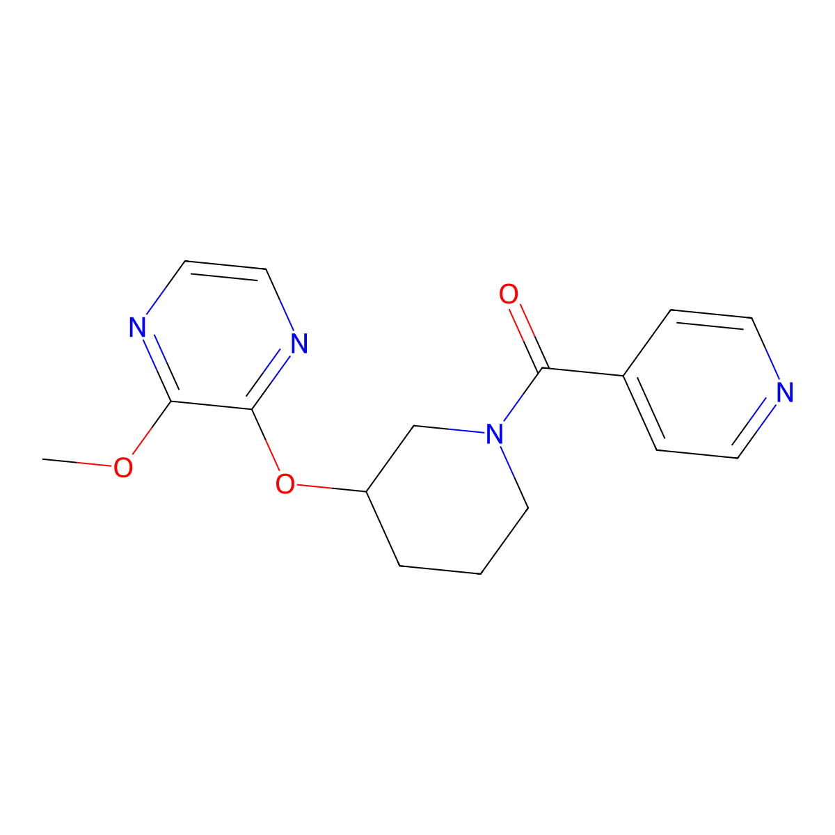 (3-((3-Methoxypyrazin-2-yl)oxy)piperidin-1-yl)(pyridin-4-yl)methanone molecular structure, CAS 2034232-03-4