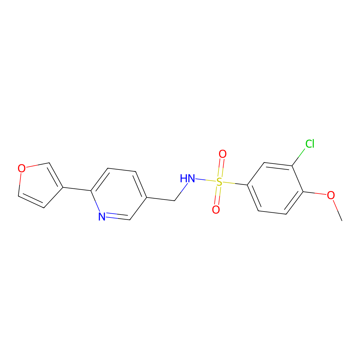 3-chloro-N-((6-(furan-3-yl)pyridin-3-yl)methyl)-4-methoxybenzenesulfonamide molecular structure, CAS 2034232-10-3