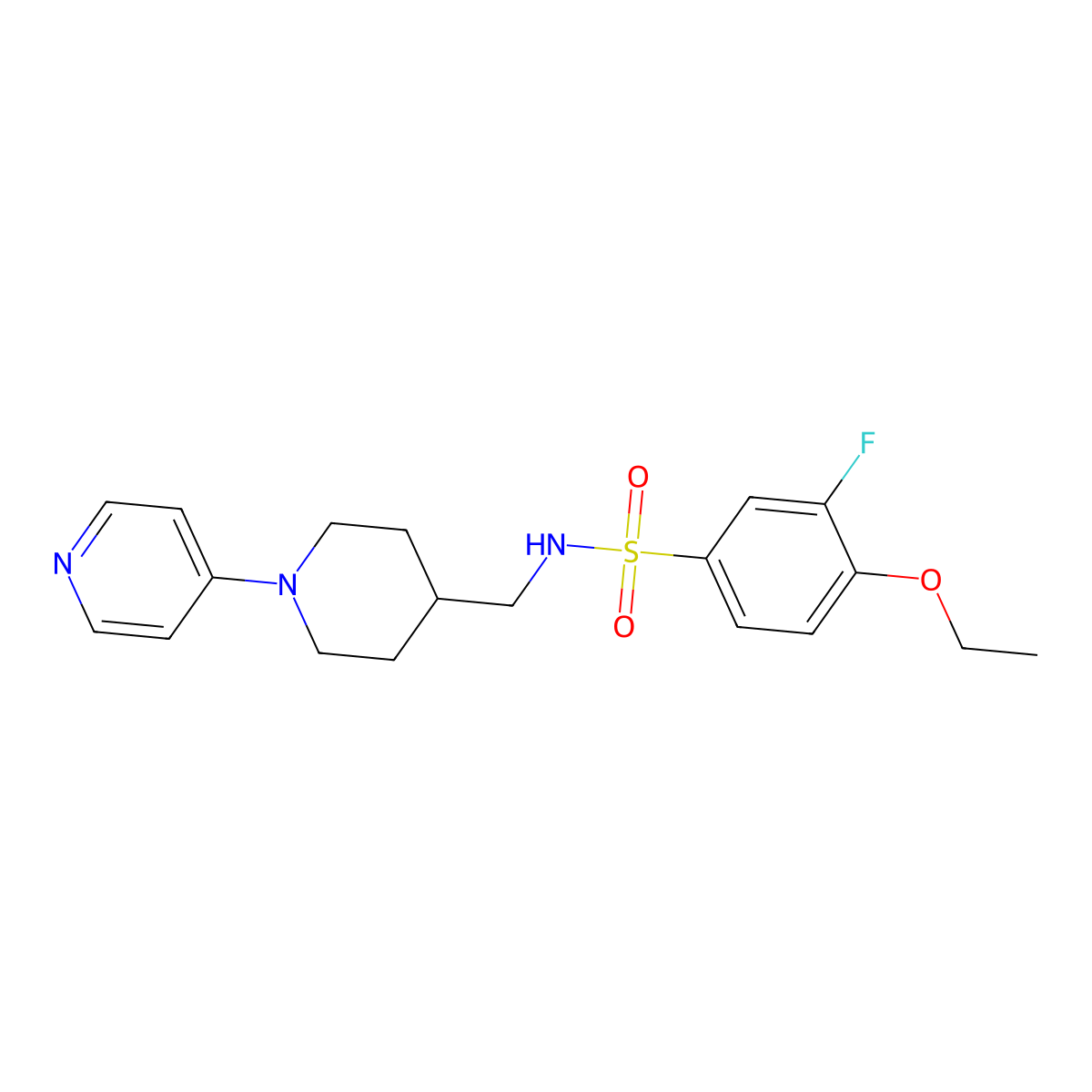 4-ethoxy-3-fluoro-N-((1-(pyridin-4-yl)piperidin-4-yl)methyl)benzenesulfonamide molecular structure, CAS 2034232-11-4