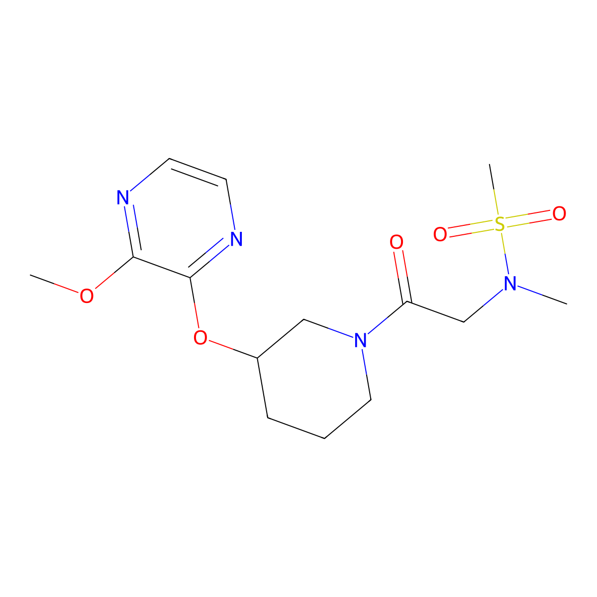 N-(2-{3-[(3-methoxypyrazin-2-yl)oxy]piperidin-1-yl}-2-oxoethyl)-N-methylmethanesulfonamide molecular structure, CAS 2034232-13-6