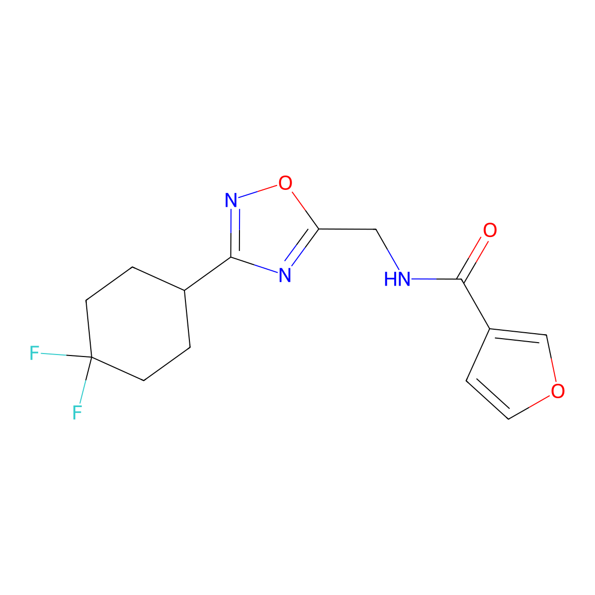 N-{[3-(4,4-difluorocyclohexyl)-1,2,4-oxadiazol-5-yl]methyl}furan-3-carboxamide molecular structure, CAS 2034232-16-9