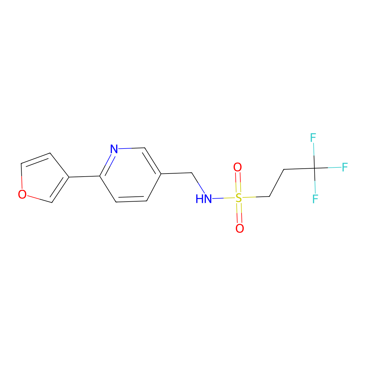3,3,3-trifluoro-N-{[6-(furan-3-yl)pyridin-3-yl]methyl}propane-1-sulfonamide molecular structure, CAS 2034232-19-2