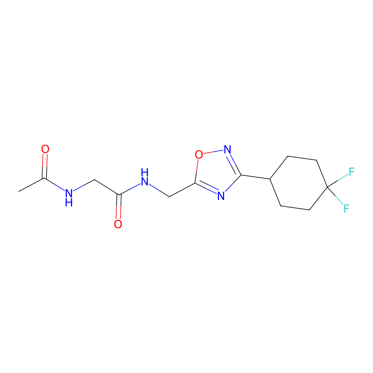 N-{[3-(4,4-difluorocyclohexyl)-1,2,4-oxadiazol-5-yl]methyl}-2-acetamidoacetamide molecular structure, CAS 2034232-24-9