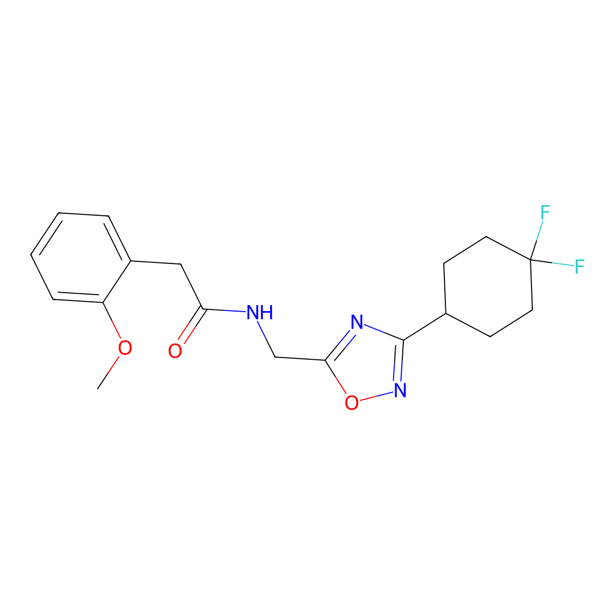 N-{[3-(4,4-difluorocyclohexyl)-1,2,4-oxadiazol-5-yl]methyl}-2-(2-methoxyphenyl)acetamide molecular structure, CAS 2034232-30-7