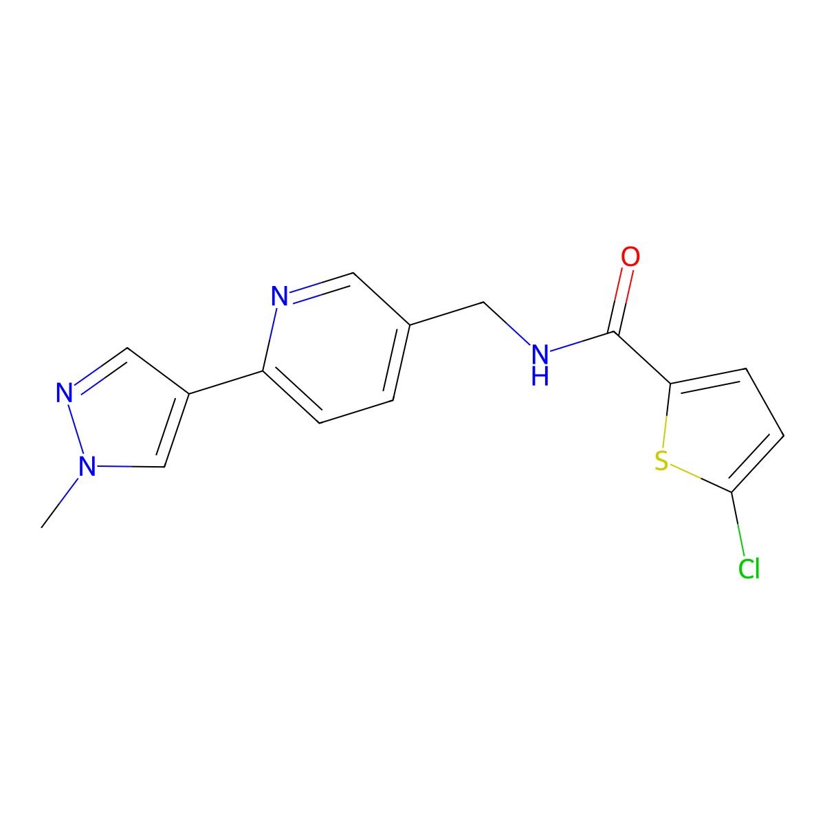 5-chloro-N-{[6-(1-methyl-1H-pyrazol-4-yl)pyridin-3-yl]methyl}thiophene-2-carboxamide molecular structure, CAS 2034232-31-8