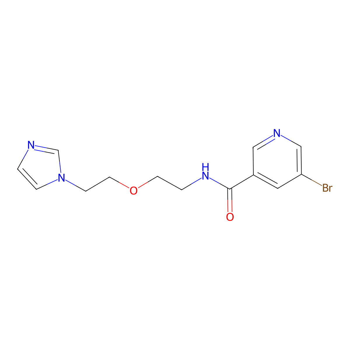 N-(2-(2-(1H-imidazol-1-yl)ethoxy)ethyl)-5-bromonicotinamide molecular structure, CAS 2034232-37-4