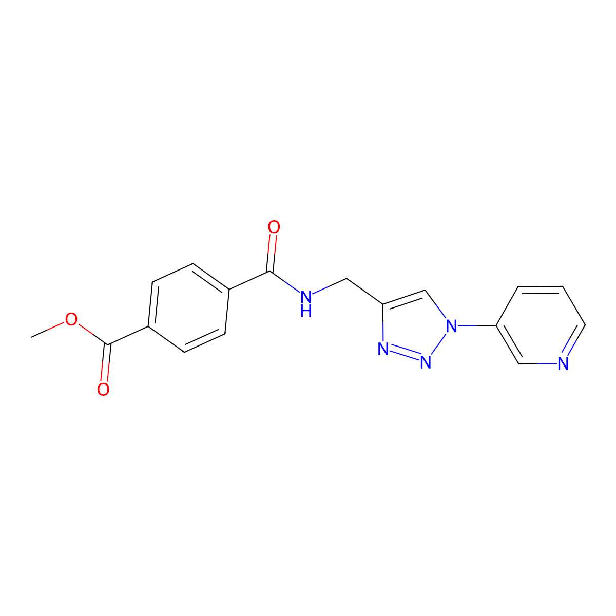methyl 4-(((1-(pyridin-3-yl)-1H-1,2,3-triazol-4-yl)methyl)carbamoyl)benzoate molecular structure, CAS 2034232-38-5
