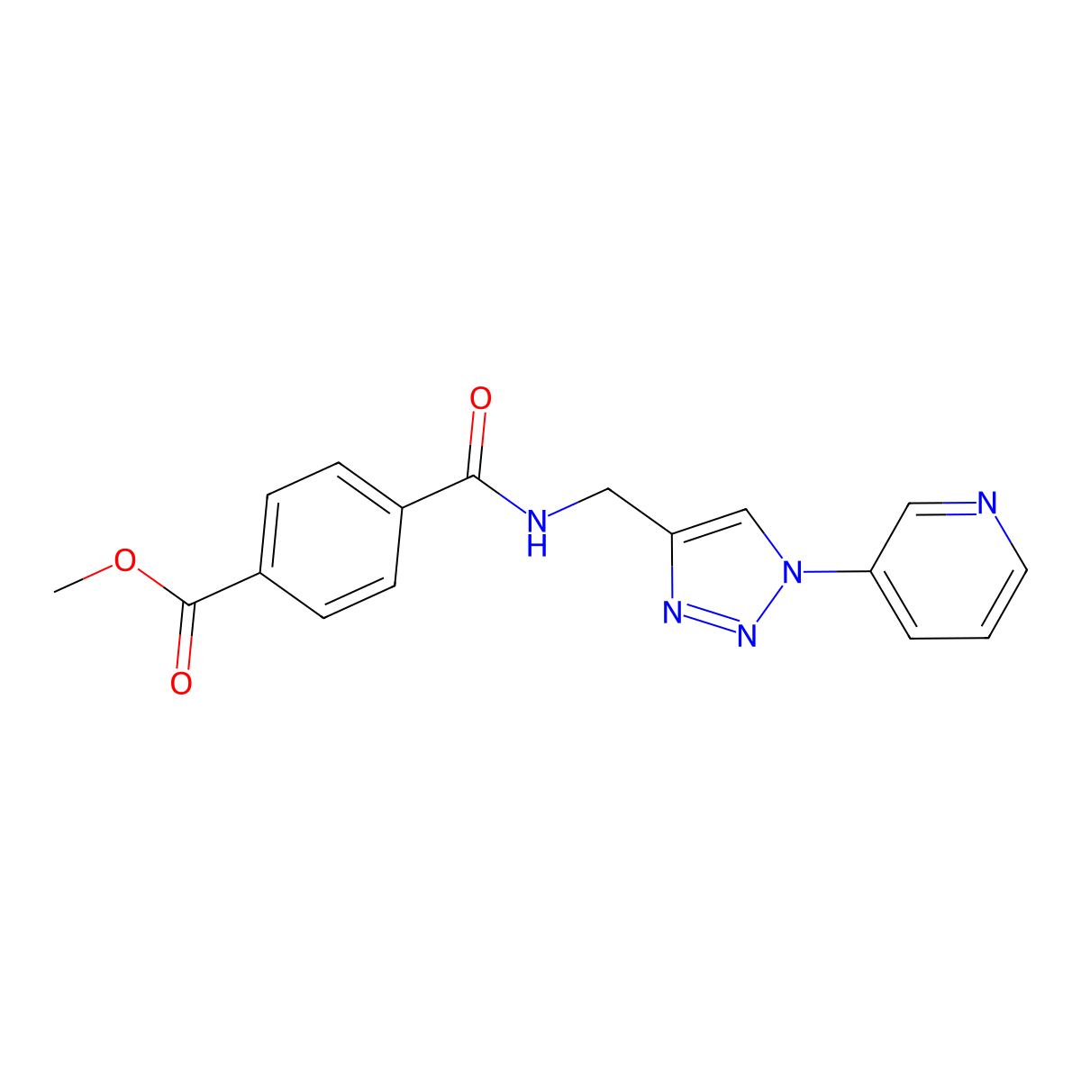 methyl 4-(((1-(pyridin-3-yl)-1H-1,2,3-triazol-4-yl)methyl)carbamoyl)benzoate molecular structure, CAS 2034232-38-5