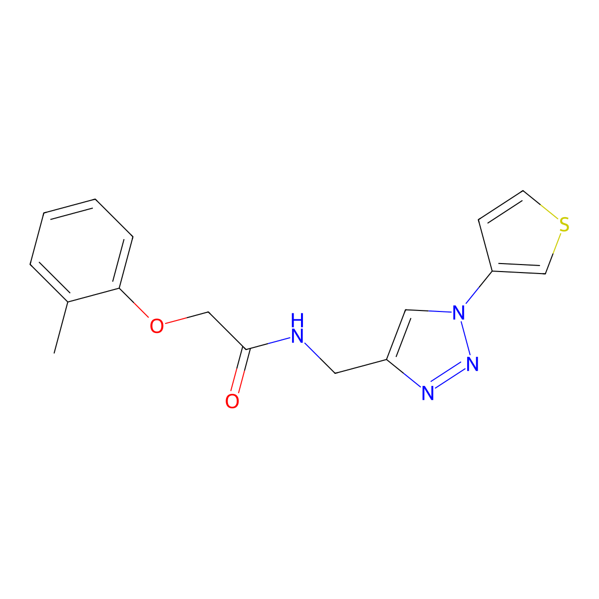 N-((1-(thiophen-3-yl)-1H-1,2,3-triazol-4-yl)methyl)-2-(o-tolyloxy)acetamide molecular structure, CAS 2034232-40-9