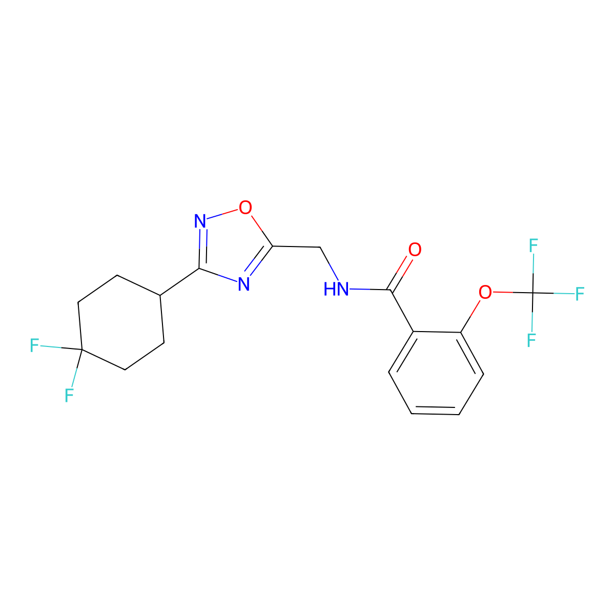 N-{[3-(4,4-difluorocyclohexyl)-1,2,4-oxadiazol-5-yl]methyl}-2-(trifluoromethoxy)benzamide molecular structure, CAS 2034232-41-0