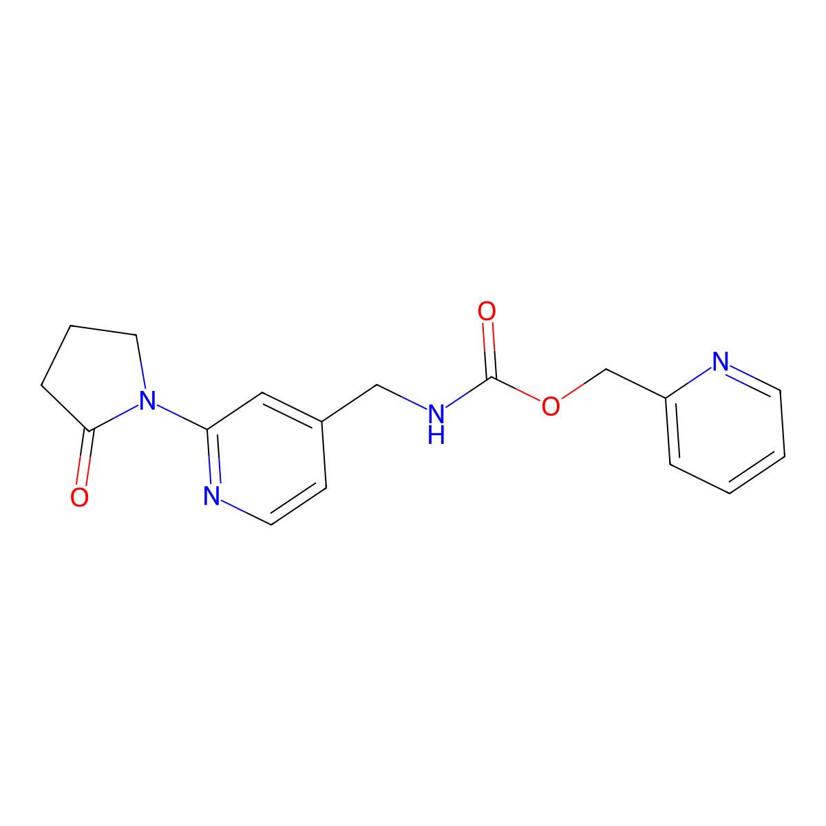 Pyridin-2-ylmethyl ((2-(2-oxopyrrolidin-1-yl)pyridin-4-yl)methyl)carbamate molecular structure, CAS 2034232-44-3