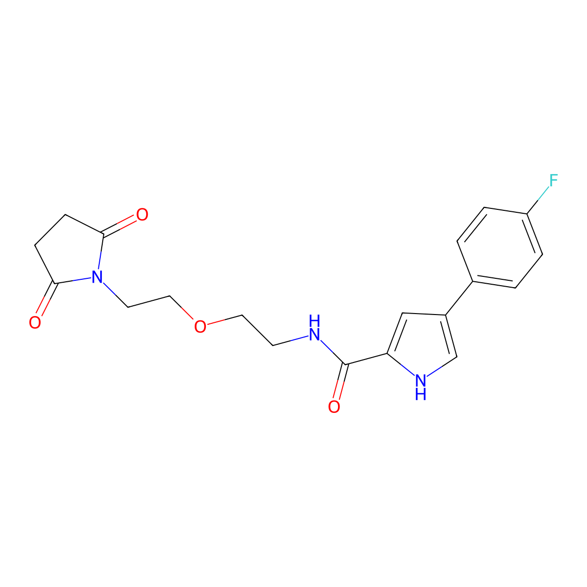 N-{2-[2-(2,5-dioxopyrrolidin-1-yl)ethoxy]ethyl}-4-(4-fluorophenyl)-1H-pyrrole-2-carboxamide molecular structure, CAS 2034232-50-1