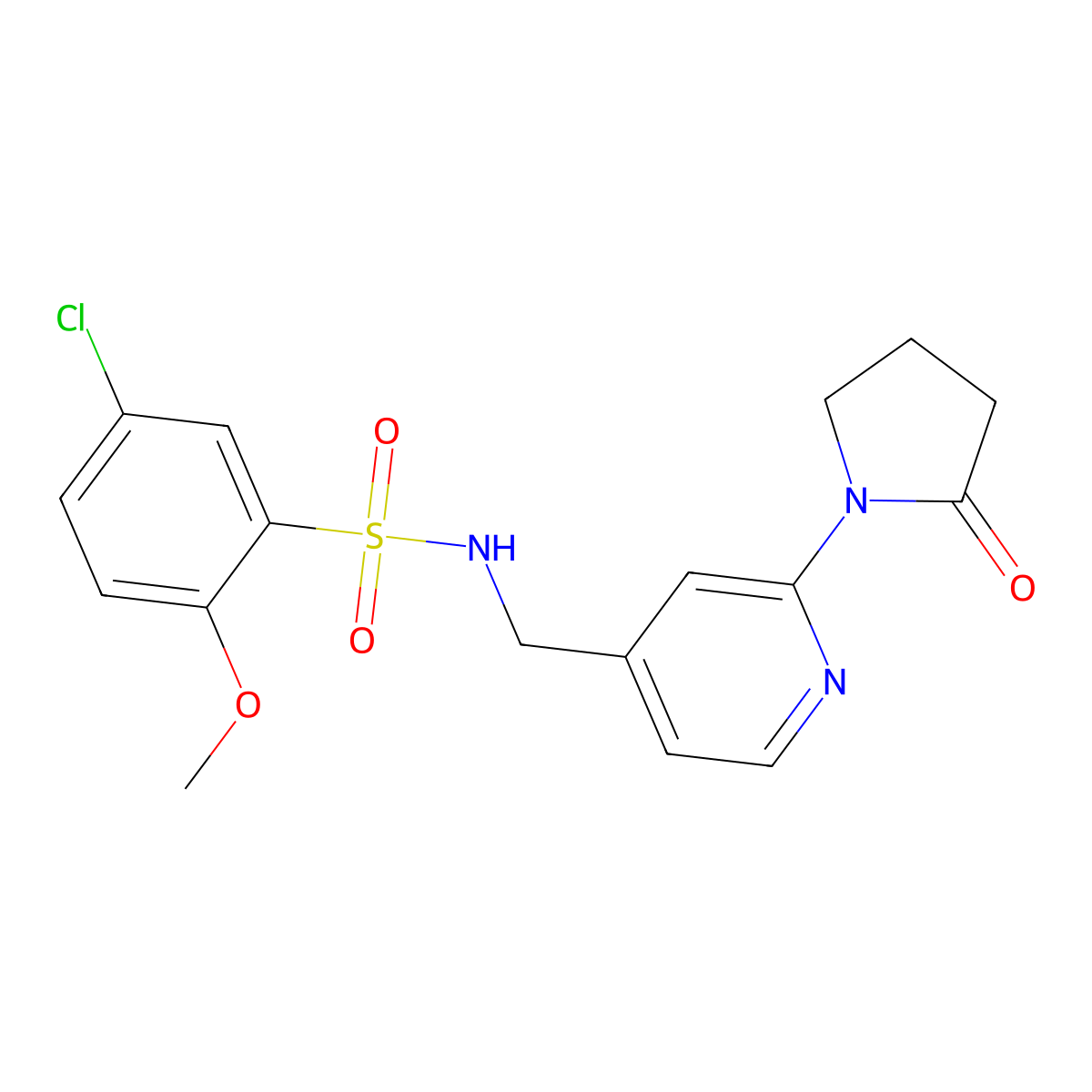 5-chloro-2-methoxy-N-((2-(2-oxopyrrolidin-1-yl)pyridin-4-yl)methyl)benzenesulfonamide molecular structure, CAS 2034232-51-2