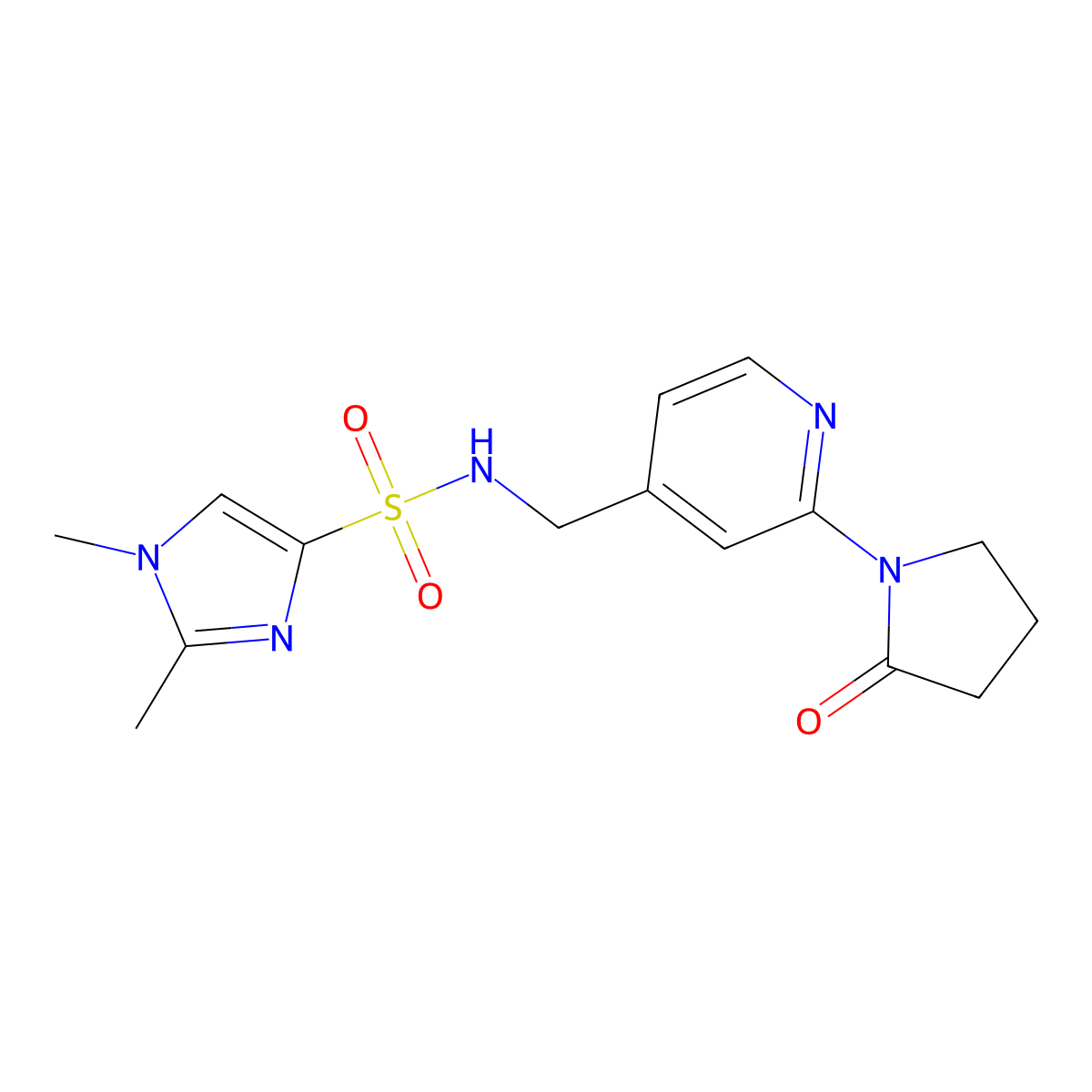 1,2-dimethyl-N-{[2-(2-oxopyrrolidin-1-yl)pyridin-4-yl]methyl}-1H-imidazole-4-sulfonamide molecular structure, CAS 2034232-54-5