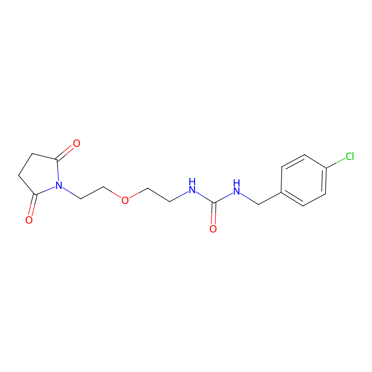 1-(4-Chlorobenzyl)-3-(2-(2-(2,5-dioxopyrrolidin-1-yl)ethoxy)ethyl)urea molecular structure, CAS 2034232-58-9