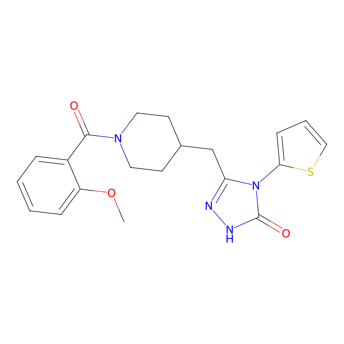 3-((1-(2-methoxybenzoyl)piperidin-4-yl)methyl)-4-(thiophen-2-yl)-1H-1,2,4-triazol-5(4H)-one molecular structure, CAS 2034232-61-4