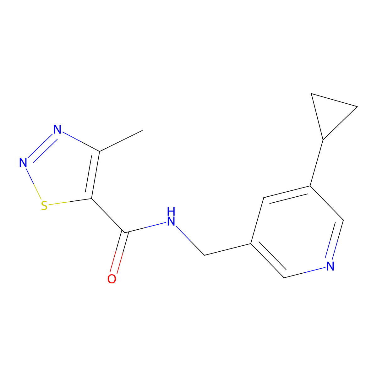 N-[(5-cyclopropylpyridin-3-yl)methyl]-4-methyl-1,2,3-thiadiazole-5-carboxamide molecular structure, CAS 2034232-71-6