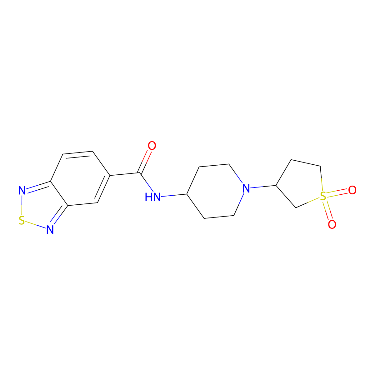 N-(1-(1,1-dioxidotetrahydrothiophen-3-yl)piperidin-4-yl)benzo[c][1,2,5]thiadiazole-5-carboxamide molecular structure, CAS 2034232-75-0