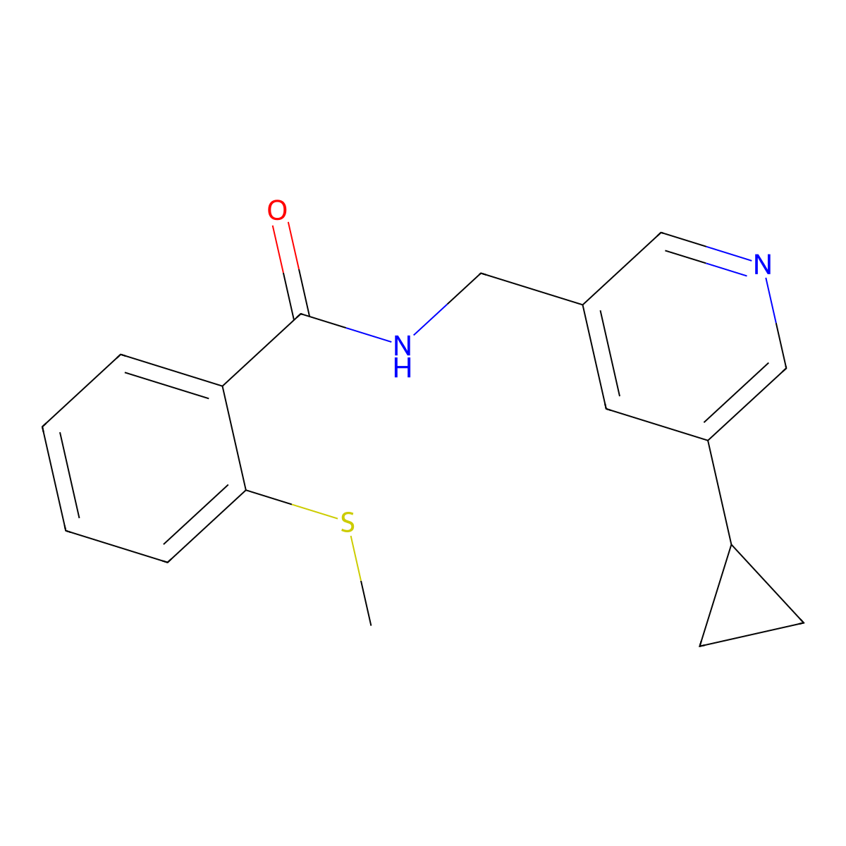 N-((5-cyclopropylpyridin-3-yl)methyl)-2-(methylthio)benzamide molecular structure, CAS 2034232-83-0