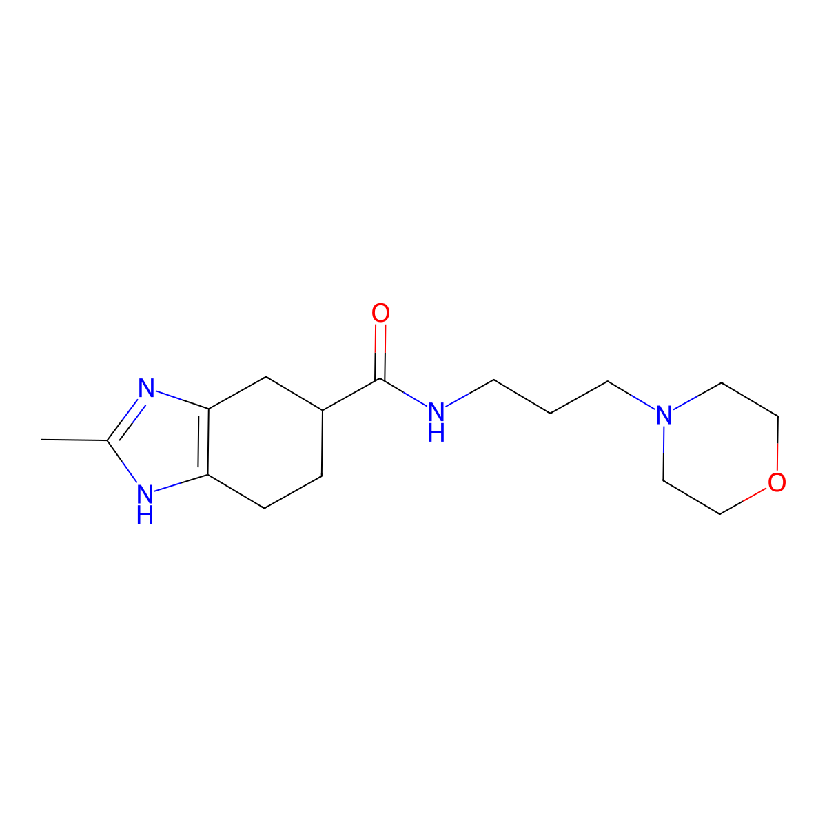 2-methyl-N-(3-morpholinopropyl)-4,5,6,7-tetrahydro-1H-benzo[d]imidazole-5-carboxamide molecular structure, CAS 2034232-85-2