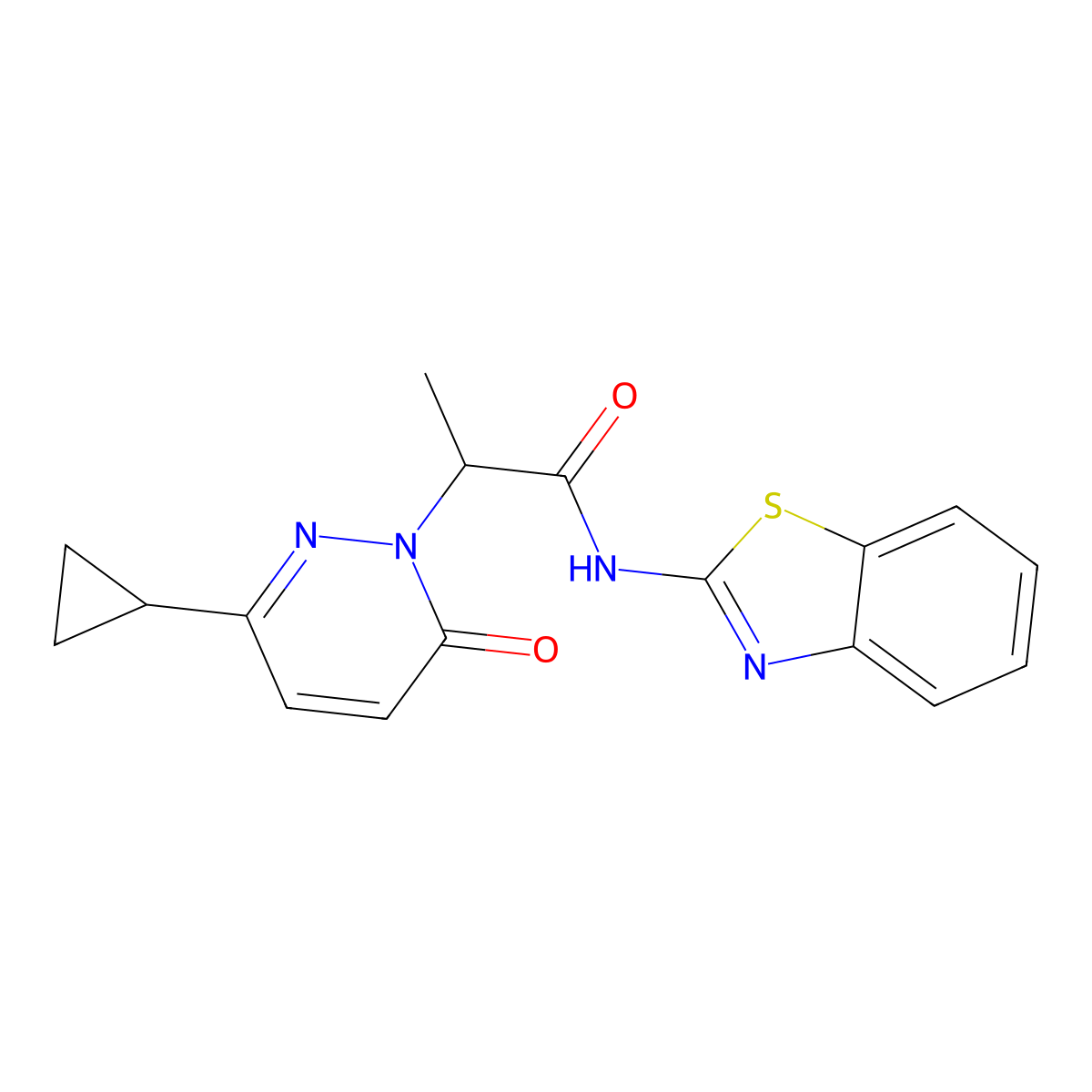 N-(benzo[d]thiazol-2-yl)-2-(3-cyclopropyl-6-oxopyridazin-1(6H)-yl)propanamide molecular structure, CAS 2034232-90-9
