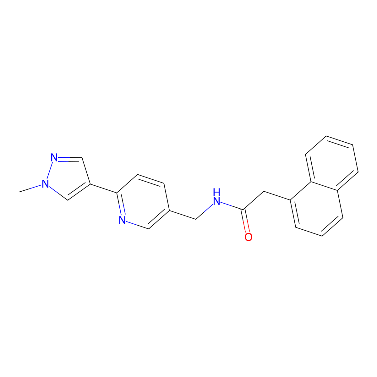 N-{[6-(1-methyl-1H-pyrazol-4-yl)pyridin-3-yl]methyl}-2-(naphthalen-1-yl)acetamide molecular structure, CAS 2034232-94-3