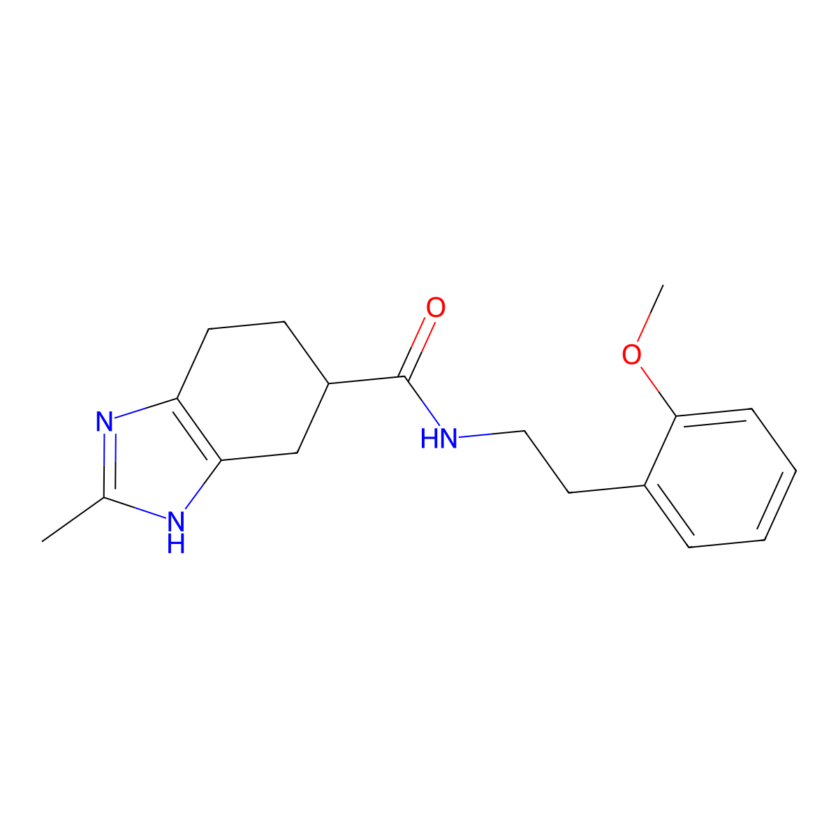 N-(2-methoxyphenethyl)-2-methyl-4,5,6,7-tetrahydro-1H-benzo[d]imidazole-5-carboxamide molecular structure, CAS 2034232-95-4