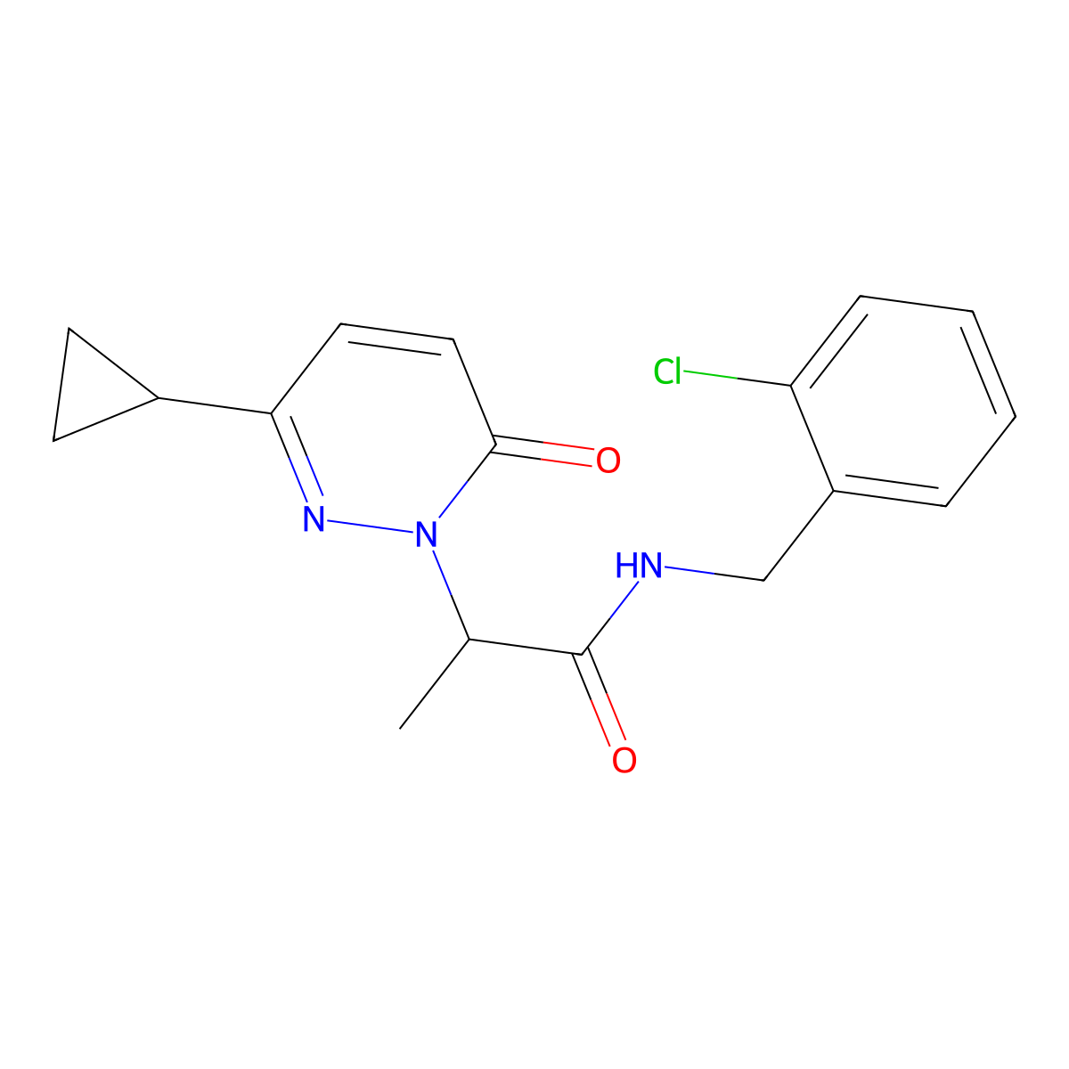 N-(2-chlorobenzyl)-2-(3-cyclopropyl-6-oxopyridazin-1(6H)-yl)propanamide molecular structure, CAS 2034232-96-5