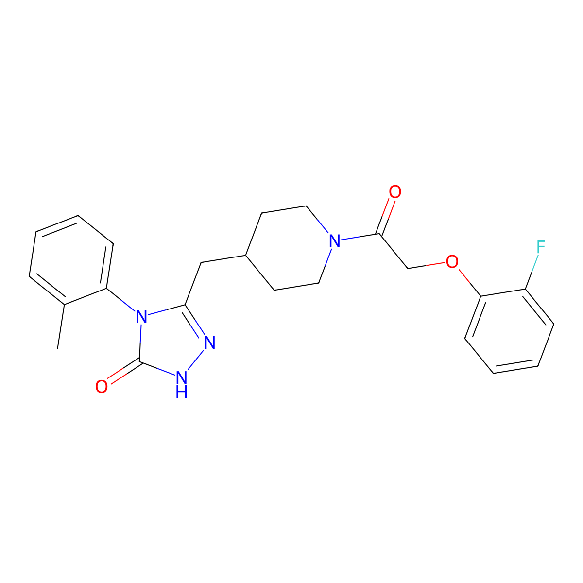 3-((1-(2-(2-fluorophenoxy)acetyl)piperidin-4-yl)methyl)-4-(o-tolyl)-1H-1,2,4-triazol-5(4H)-one molecular structure, CAS 2034233-00-4