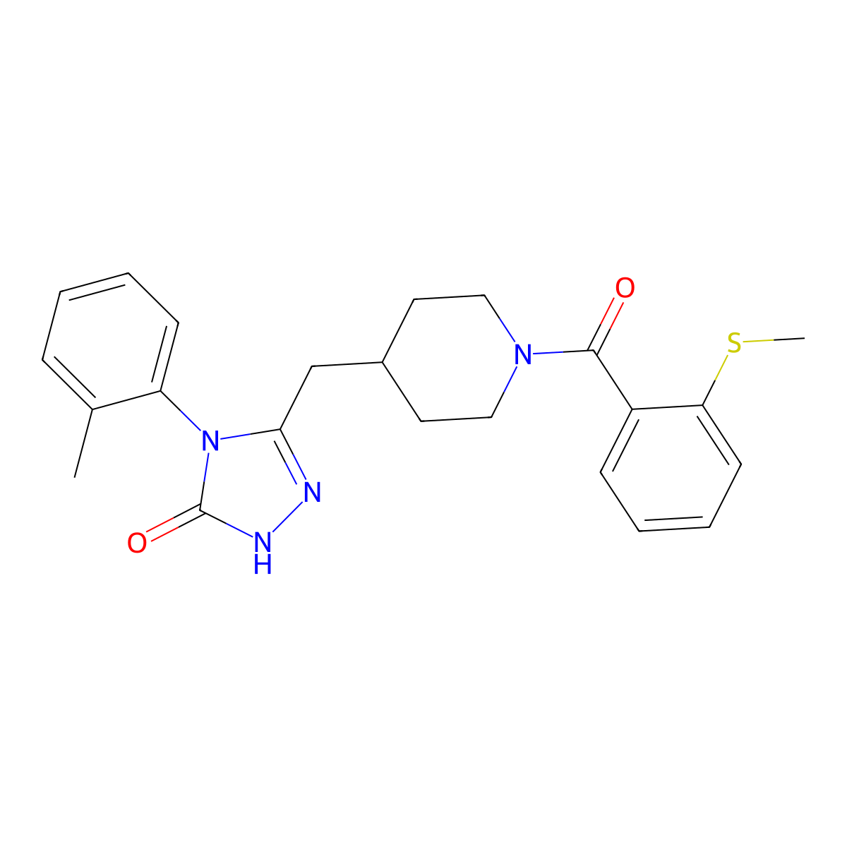 3-((1-(2-(methylthio)benzoyl)piperidin-4-yl)methyl)-4-(o-tolyl)-1H-1,2,4-triazol-5(4H)-one molecular structure, CAS 2034233-05-9