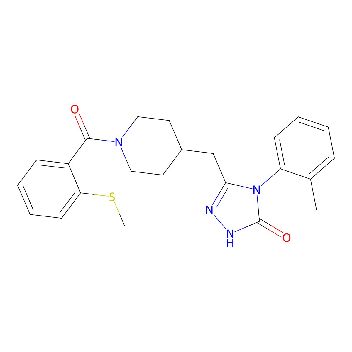 3-((1-(2-(methylthio)benzoyl)piperidin-4-yl)methyl)-4-(o-tolyl)-1H-1,2,4-triazol-5(4H)-one molecular structure, CAS 2034233-05-9