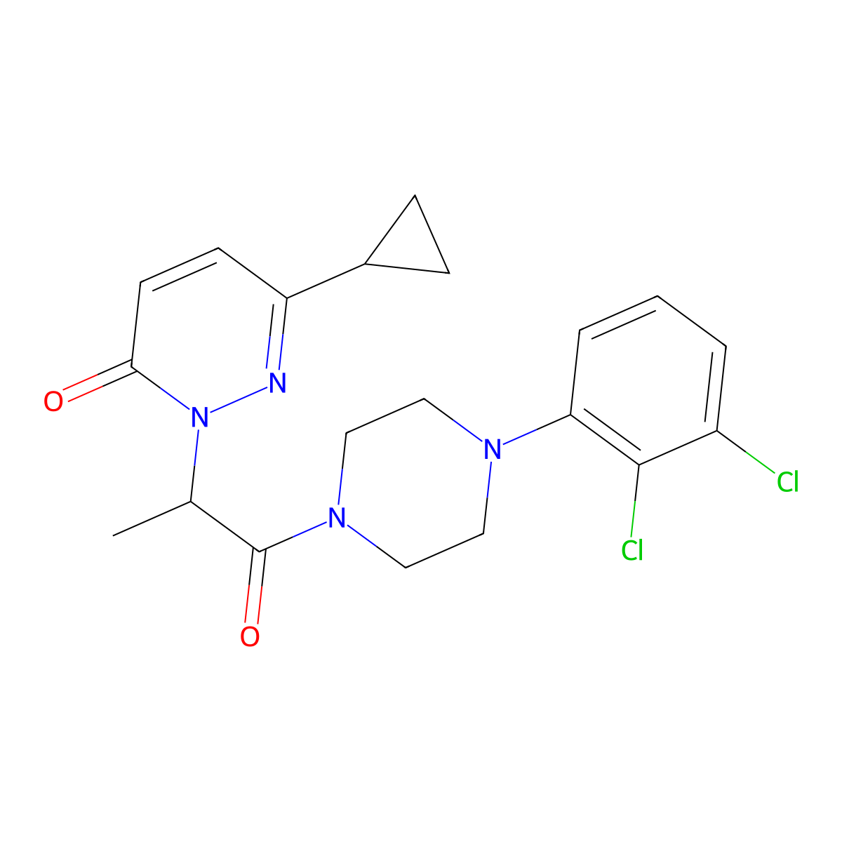 6-cyclopropyl-2-(1-(4-(2,3-dichlorophenyl)piperazin-1-yl)-1-oxopropan-2-yl)pyridazin-3(2H)-one molecular structure, CAS 2034233-14-0