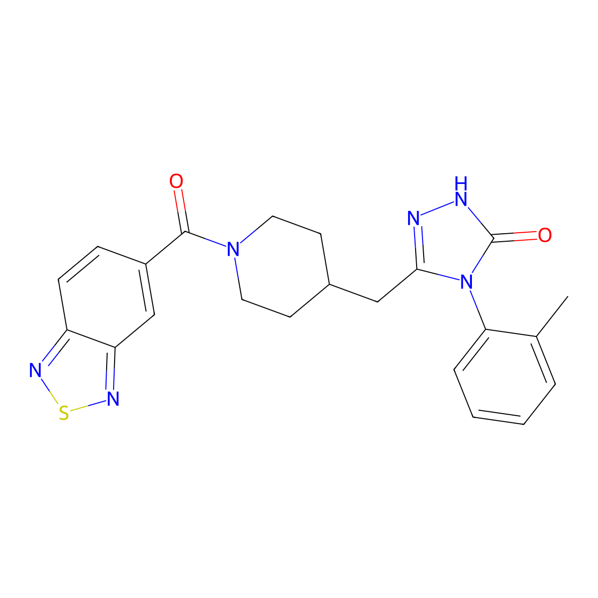 3-((1-(benzo[c][1,2,5]thiadiazole-5-carbonyl)piperidin-4-yl)methyl)-4-(o-tolyl)-1H-1,2,4-triazol-5(4H)-one molecular structure, CAS 2034233-15-1