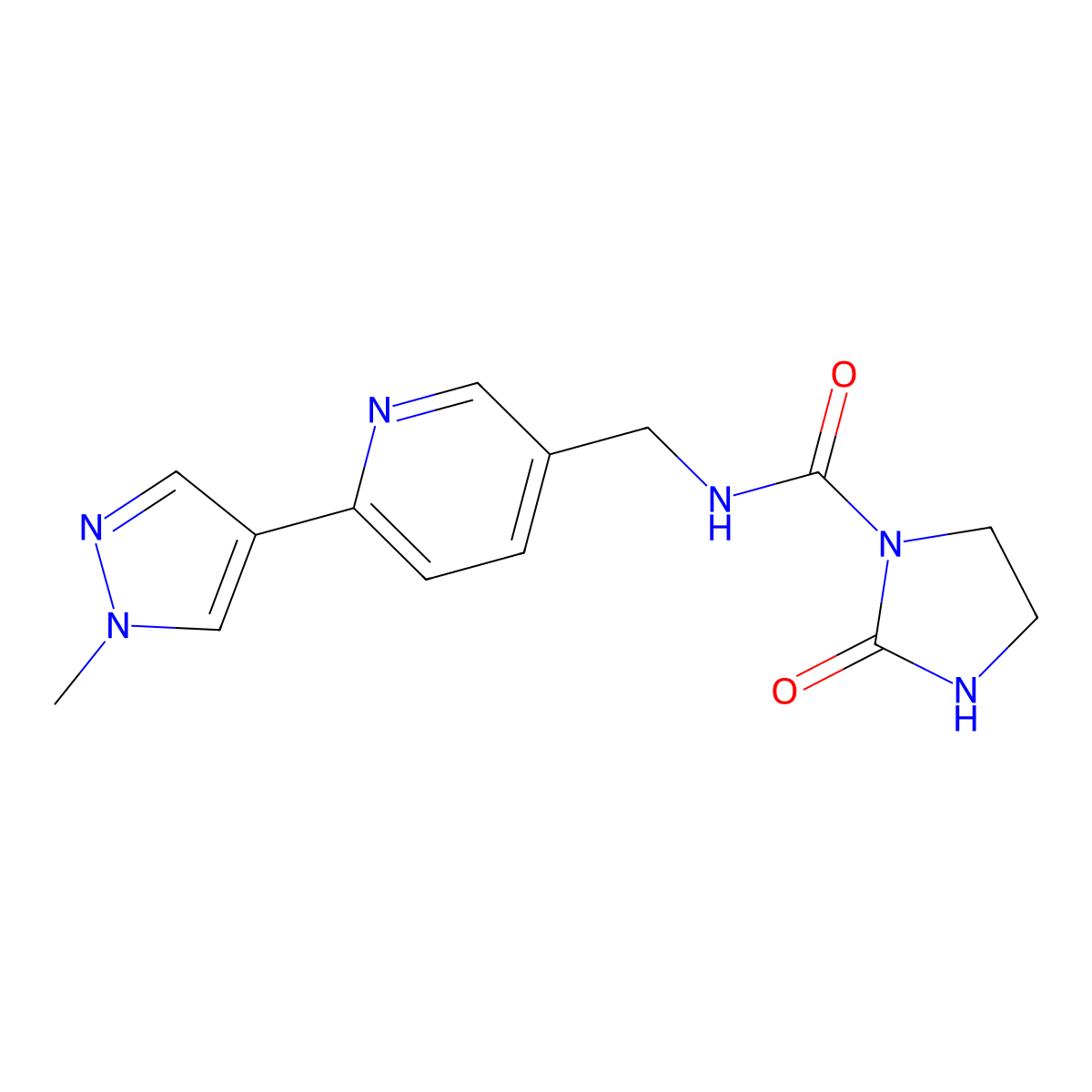 N-{[6-(1-methyl-1H-pyrazol-4-yl)pyridin-3-yl]methyl}-2-oxoimidazolidine-1-carboxamide molecular structure, CAS 2034233-19-5