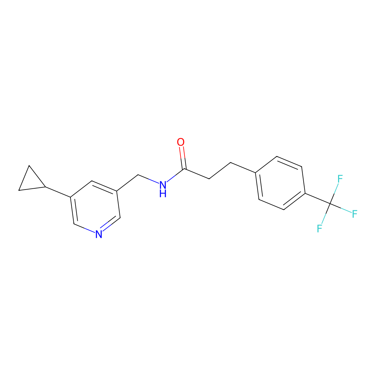 N-[(5-cyclopropylpyridin-3-yl)methyl]-3-[4-(trifluoromethyl)phenyl]propanamide molecular structure, CAS 2034233-24-2