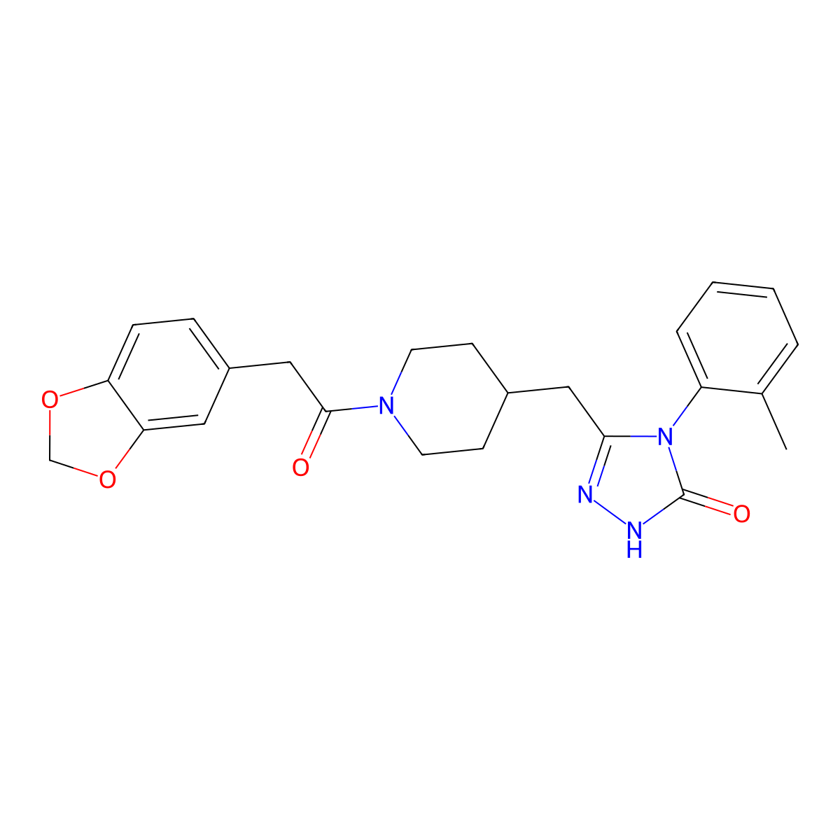 3-((1-(2-(benzo[d][1,3]dioxol-5-yl)acetyl)piperidin-4-yl)methyl)-4-(o-tolyl)-1H-1,2,4-triazol-5(4H)-one molecular structure, CAS 2034233-25-3
