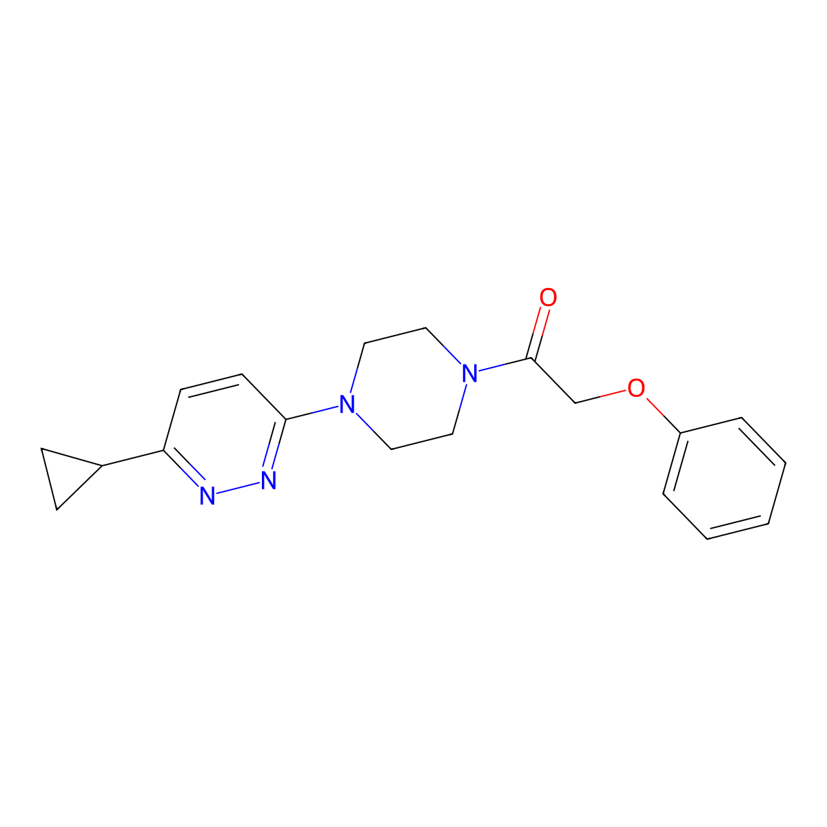 1-(4-(6-Cyclopropylpyridazin-3-yl)piperazin-1-yl)-2-phenoxyethanone molecular structure, CAS 2034233-32-2