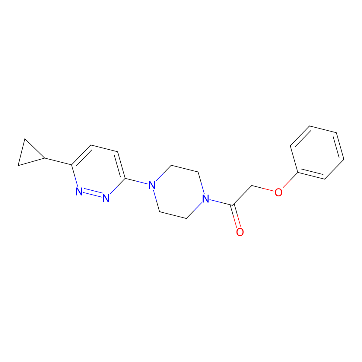 1-(4-(6-Cyclopropylpyridazin-3-yl)piperazin-1-yl)-2-phenoxyethanone molecular structure, CAS 2034233-32-2