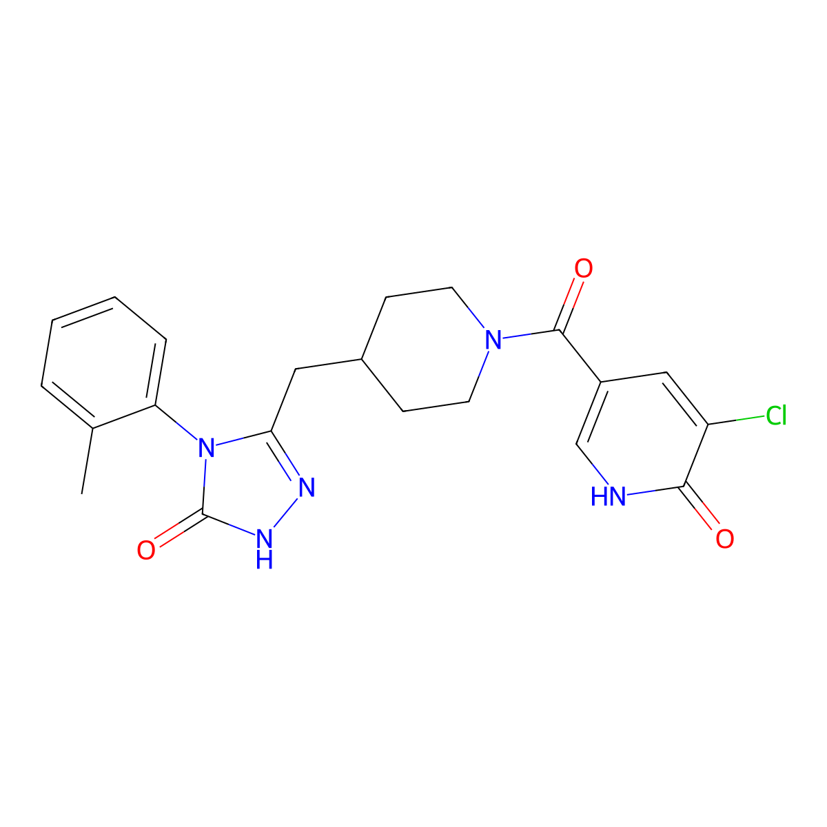3-((1-(5-chloro-6-hydroxynicotinoyl)piperidin-4-yl)methyl)-4-(o-tolyl)-1H-1,2,4-triazol-5(4H)-one molecular structure, CAS 2034233-36-6