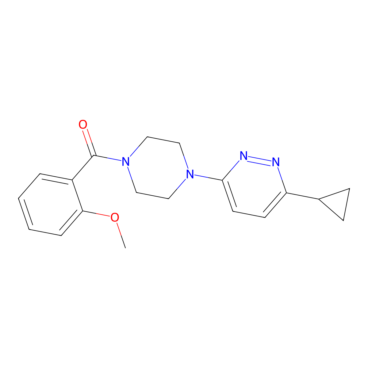 (4-(6-Cyclopropylpyridazin-3-yl)piperazin-1-yl)(2-methoxyphenyl)methanone molecular structure, CAS 2034233-41-3